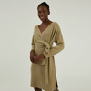 Custom Autumn Winter 100% Merino Wool Midi Wrap Knit Sweater Dress With Belt