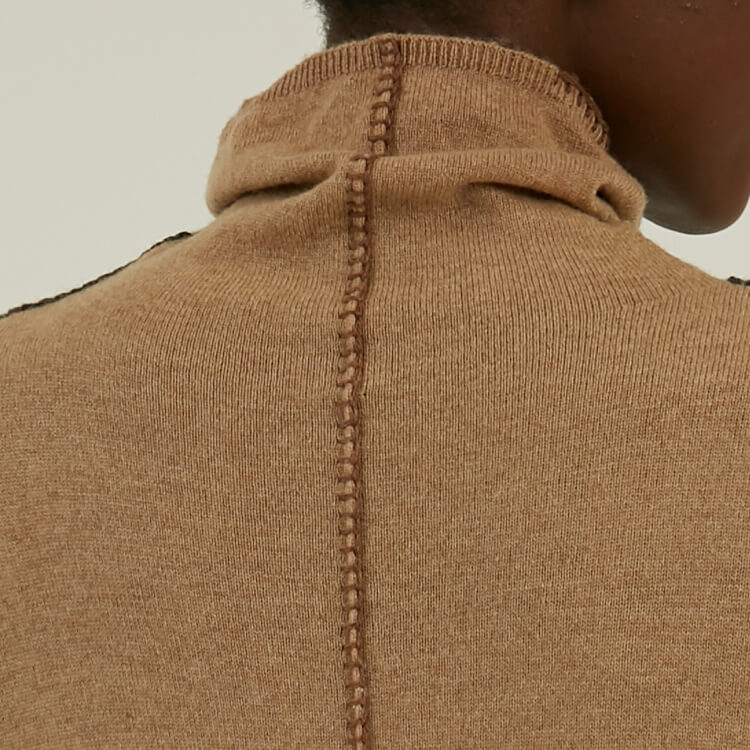 Personalized 100% Cashmere Hand Stitching Turtleneck Knit Long Sweater Dress