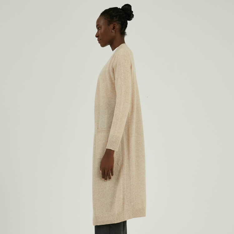 Customized High-end 100% Cashmere Autumn Winter Long Knitting Cardigan
