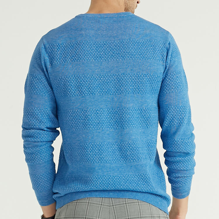 Personalized Men's 100% Cashmere Round Neck Tuck Knit Sweater