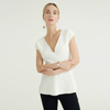 Classic White Crossover Design Vest Woolen Sweater For Women