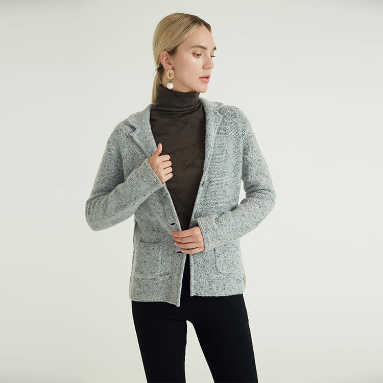 Heavy Gauge Pure Knitted Jacket Custom Cashmere Knit Cardigan