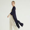 Knitwear Manufacturers Navy Cotton Tassel Long Cotton Sweater Custom Knit Knitted Cardigan 