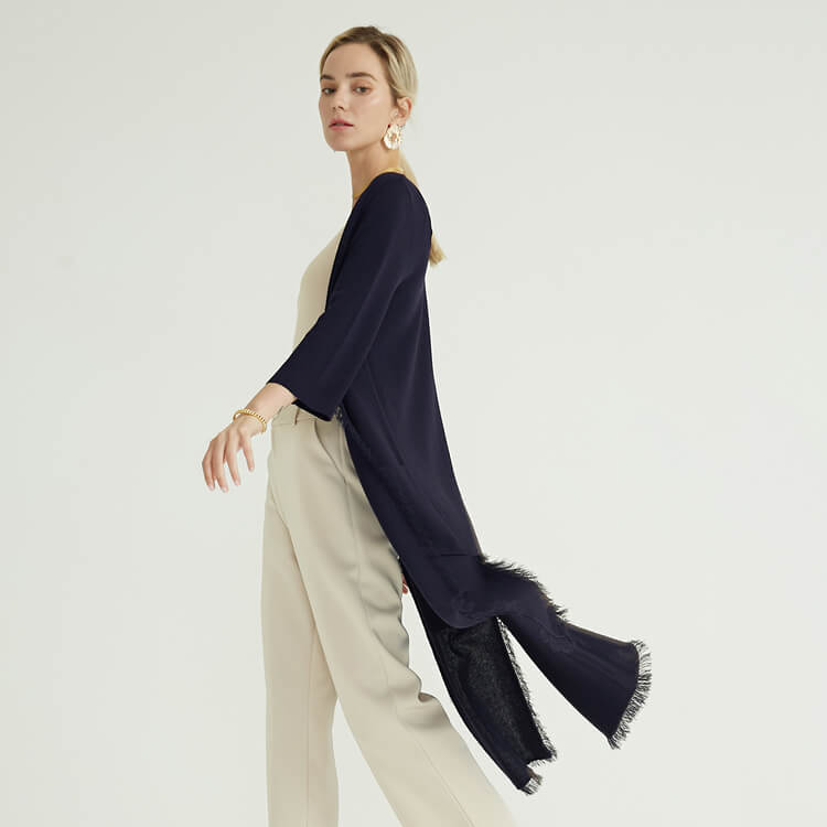 Knitwear Manufacturers Navy Cotton Tassel Long Cotton Sweater Custom Knit Knitted Cardigan 