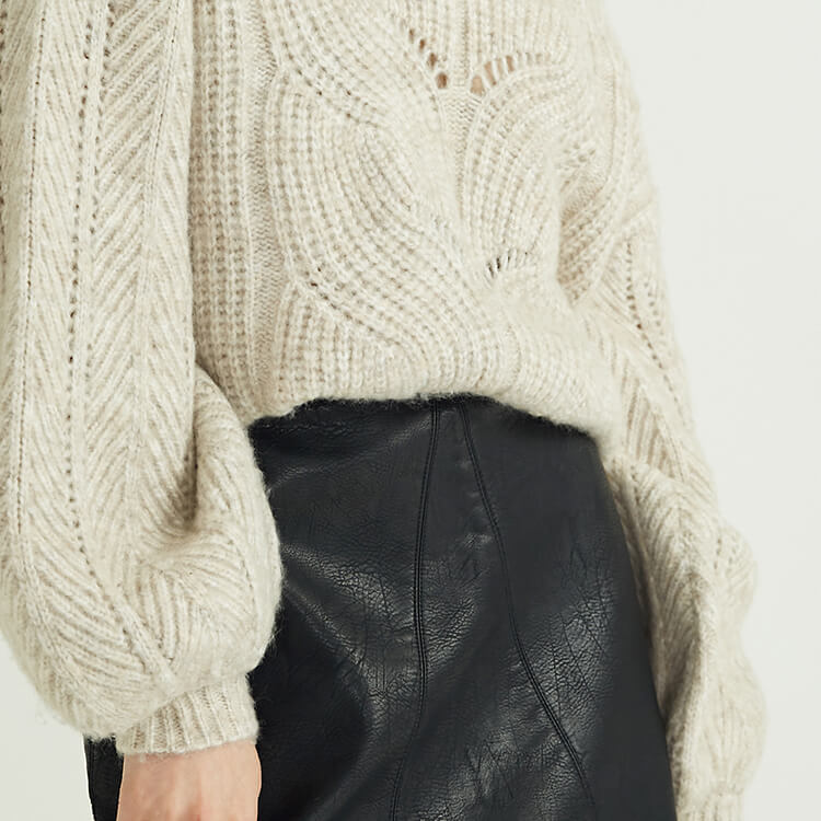 Fashion Solid Color Mid-neck Simple Advanced Cotton Pullover For Women