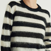 Long Sleeve Round Neck Crew Neck Casual Women's Knitted Custom Striped Mohair Sweater 
