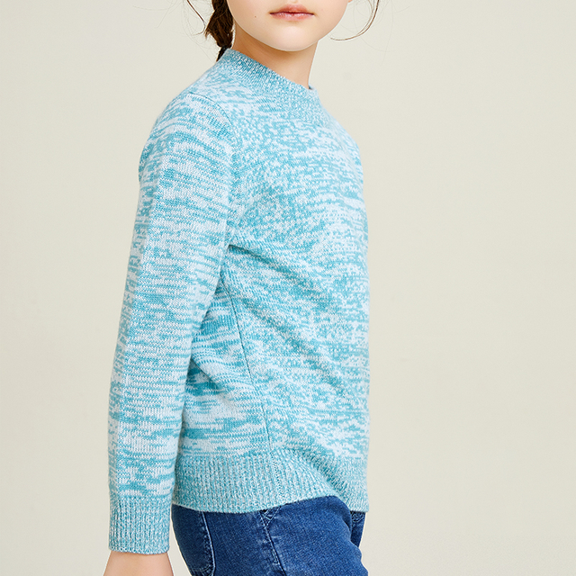 Girls' Knitting Multi-color Round Neck Long Sleeve Versatile Pullover Sweater