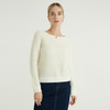 Solid Crew Neck Fashion Loose Casual Pullovers Mohair Crochet Sweater Women