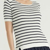 Spring Summer Stripe Design With Side Slit Hem Women's Knitted Sweaters Pullover