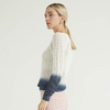 Gradient Design Round Neck Long Sleeve Cropped Women's Sweaters