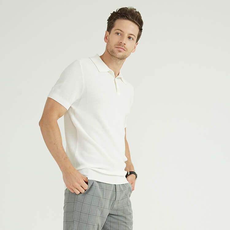 Classic Solid Knit Spring Summer Style Poloshirts For Men Cotton