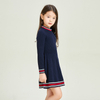 Medium Neck Knitting Stitching Stripe Decorative Design Girls\' Dress